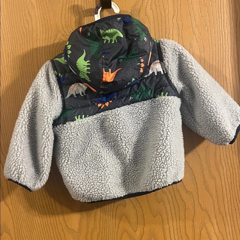 1 Madison Toddler Boys Fleece Dino Pullover Jacket with‎ Hood NWOT 18M